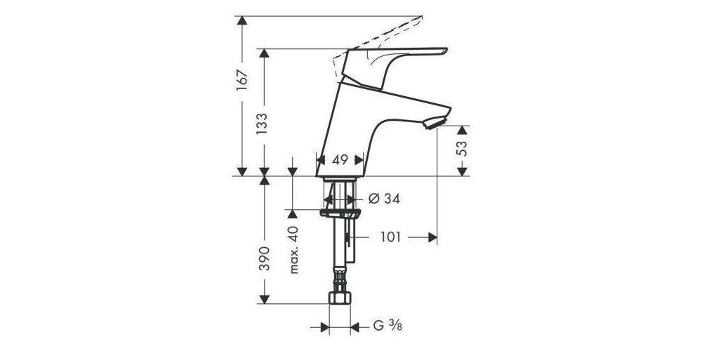 hansgrohe HG Einhebel-Waschtischmischer FOCUS 70 DN 15 ohne Zugstange