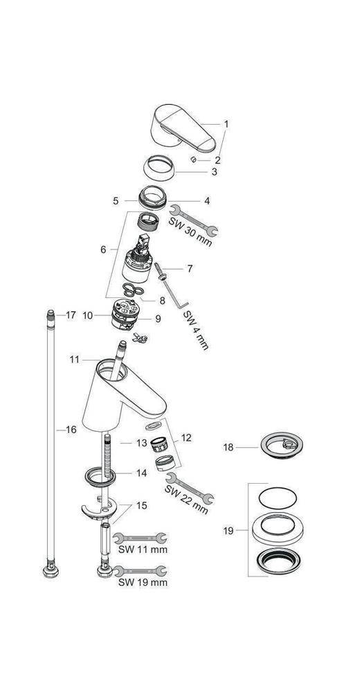 hansgrohe HG Einhebel-Waschtischmischer FOCUS 70 DN 15 ohne Zugstange