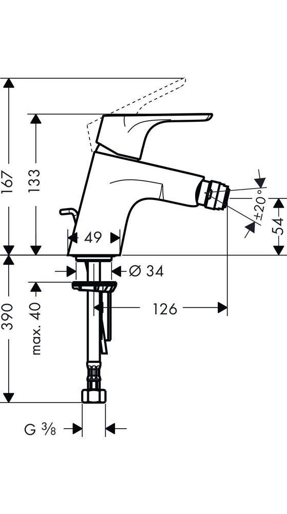 hansgrohe HG Einhebel-Bidetmischer FOCUS DN 15 m Zugst-Ablaufgarn. G