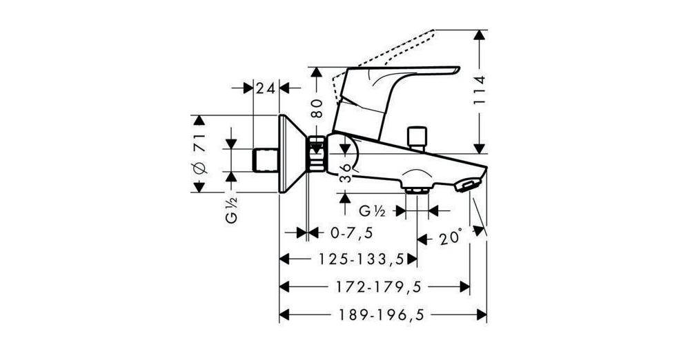 hansgrohe HG Einhebel-Wannenmischer FOCUS Aufputz, DN 15 chrom