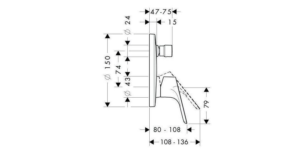 hansgrohe HG Fertigmontageset FOCUS für Unterputz Wannenmischer chrom