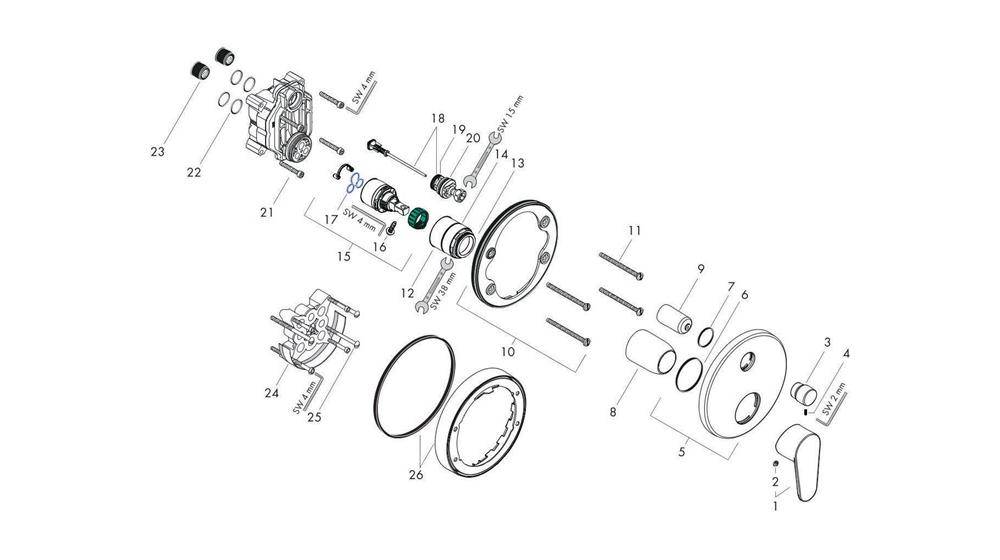 hansgrohe HG Fertigmontageset FOCUS für Unterputz Wannenmischer chrom