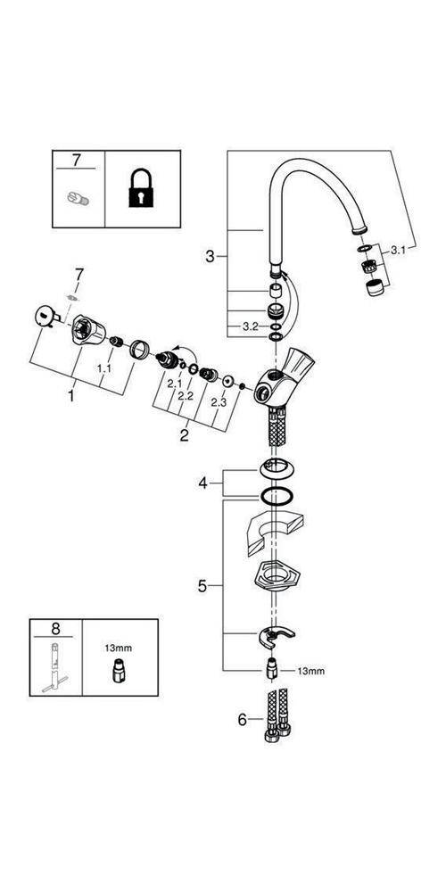 GROHE Spültisch-Einlochbatterie COSTA 1/2Zoll chr