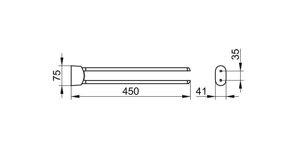 KEUCO Handtuchhalter ELEGANCE 2-tlg schw Ausladung:450mm verchromt