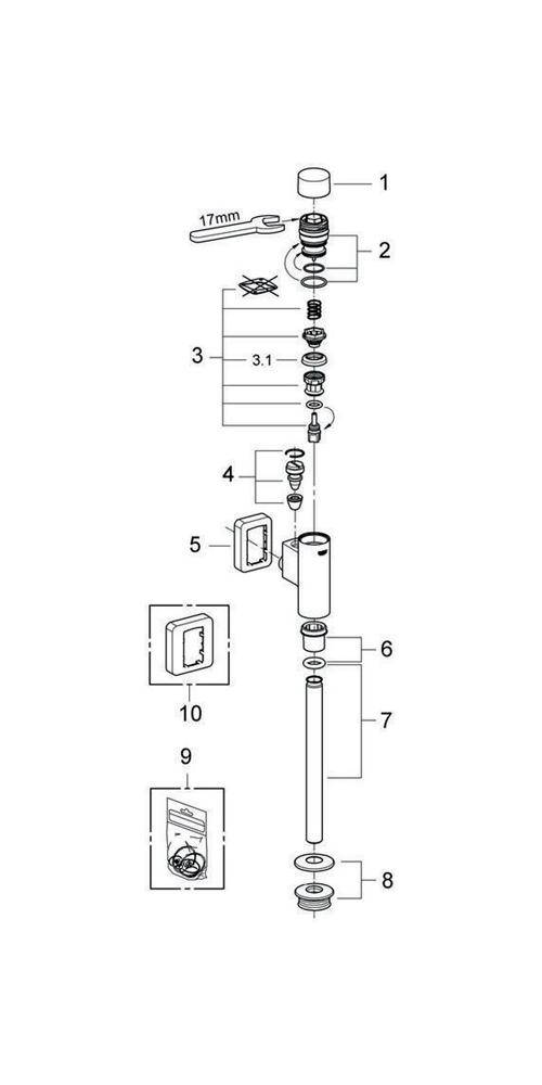 GROHE Druckspüler RONDO f Urinal 1/2Zoll chr