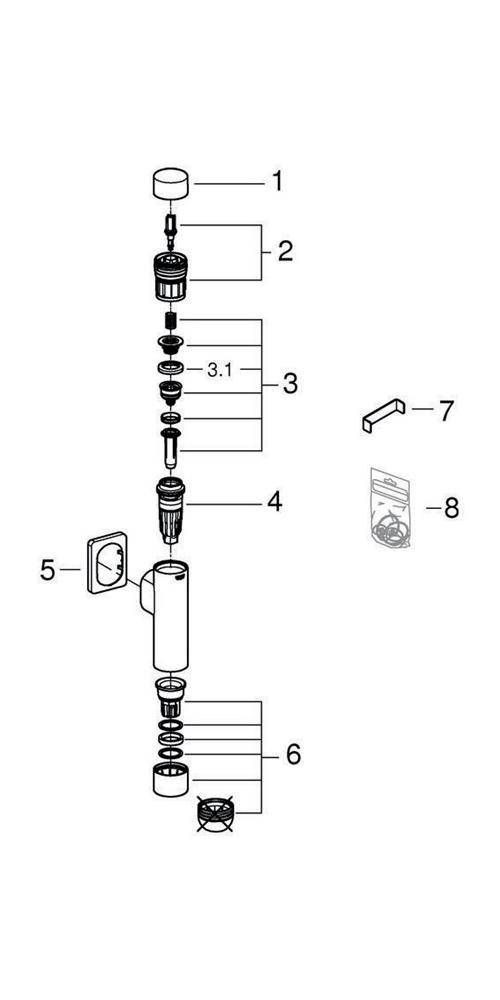 GROHE Druckspüler RONDO A.S. f WC 3/4Zoll o Vorabsperrung chr