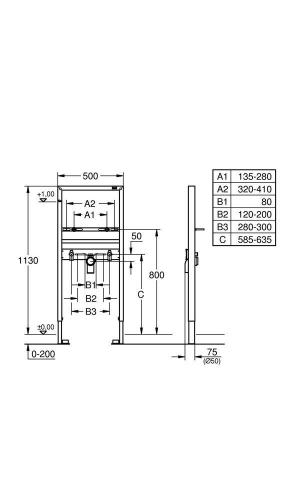 GROHE Waschtisch-Element Rapid SL f Einlochbatterie m Schallschutz
