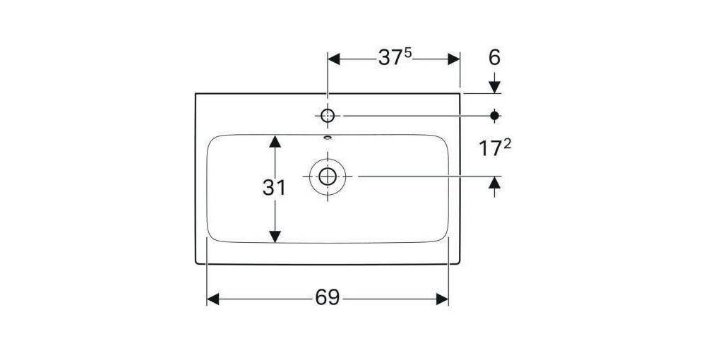 Geberit Waschtisch iCon mit Hahnloch mit Überlauf 750x485mm weiß