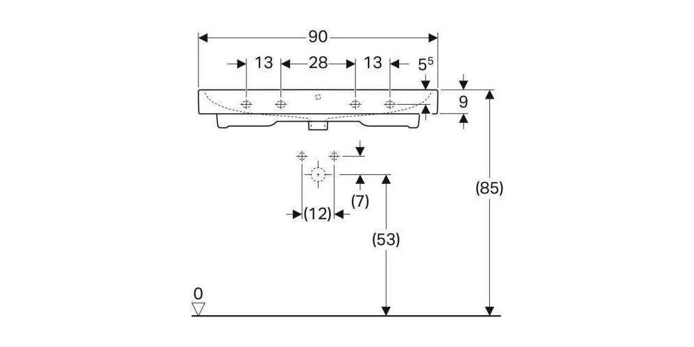 Geberit Waschtisch iCon mit Hahnloch mit Überlauf 900x485mm weiß