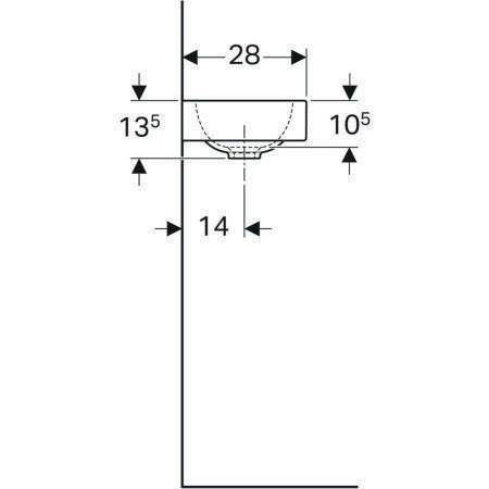 Geberit Handwaschbecken iCon 380x280mm o ÜL mit Hahnloch rechts weiß