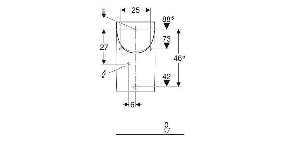 Geberit Urinal RENOVA PLAN m De Zul v hint Abgang nach hinten weiß
