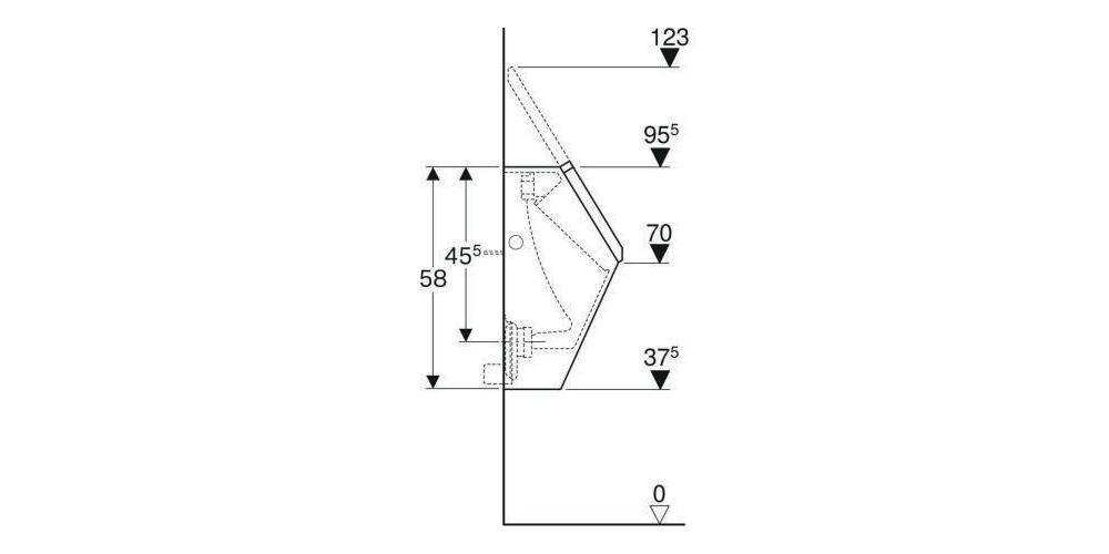 Geberit Urinal RENOVA PLAN m De Zul v hint Abgang nach hinten weiß