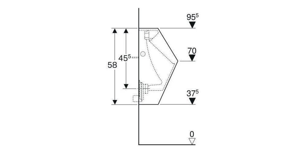 Geberit Urinal RENOVA PLAN Zul von hinten Abgang nach hinten weiß
