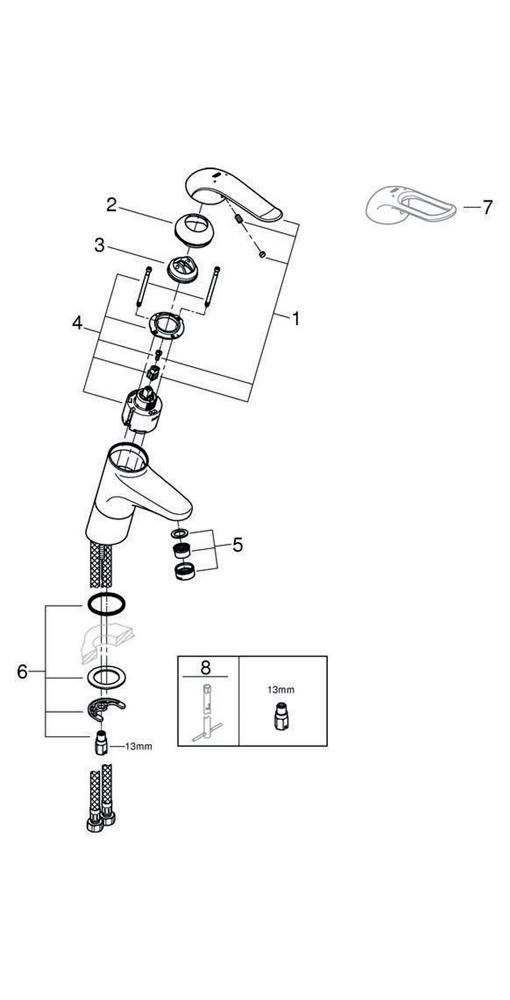 GROHE Einhand-Waschtischbatterie EUROECO SPEZIAL 1/2Zoll chr chrom