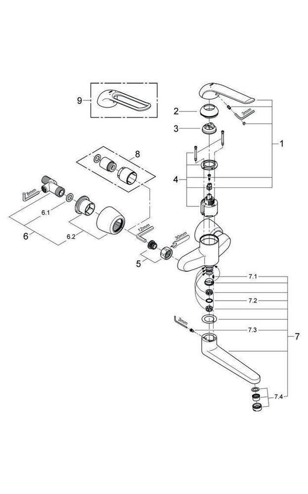 GROHE Einhand-Waschtischbatterie EUROECO SPEZIAL 1/2Zoll Ausl 274mm