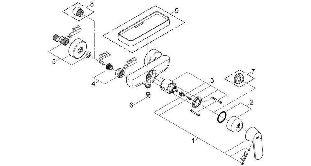 GROHE Einhand-Brausebatterie EUROSMART C 1/2Zoll chr
