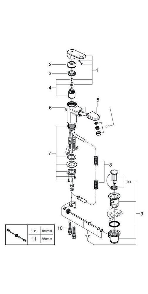 GROHE Einhand-WTbatterie EUROPLUS DN 15 m auszb Auslauf chr