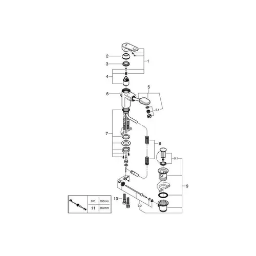 GROHE Einhand-WTbatterie EUROPLUS DN 15 m auszb Auslauf chr GROHE Einhand-WTbatterie EUROPLUS DN 15 m auszb Auslauf chr