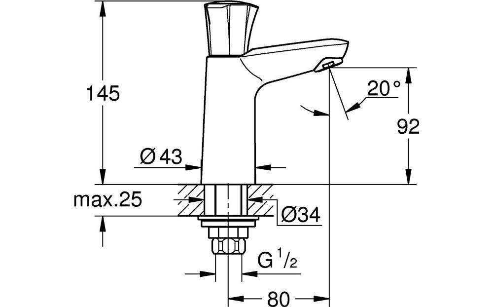 GROHE Standventil COSTA 1/2Zoll chr chrom