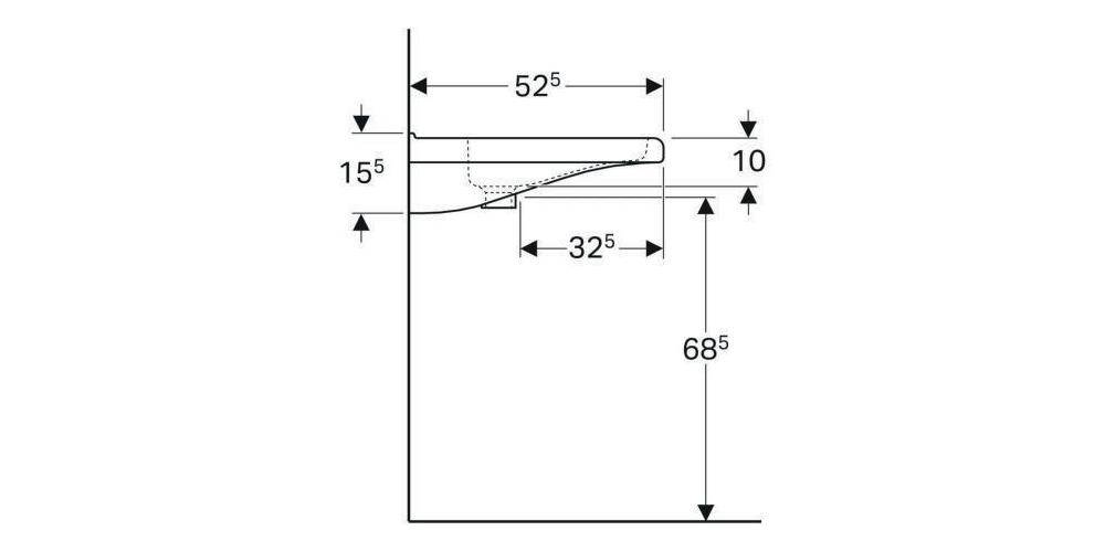 Geberit Waschtisch RENOVA COMFORT Square barrierefr m HL m ÜL