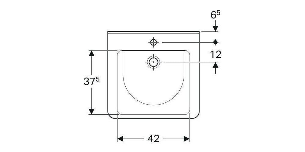 Geberit Waschtisch RENOVA COMFORT Square barrierefr m HL m ÜL
