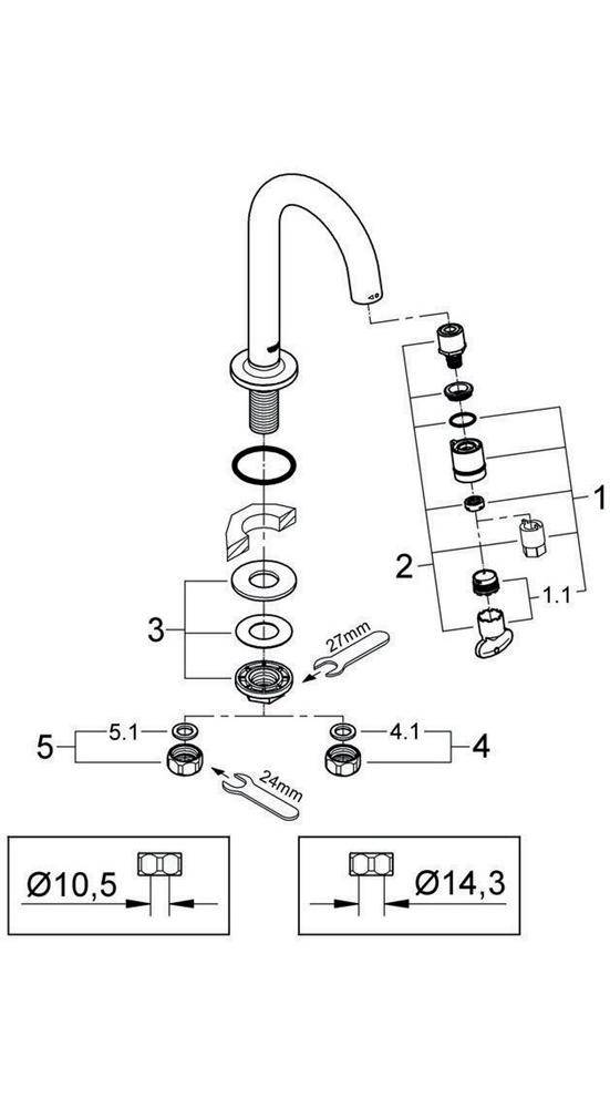 GROHE Waschtisch-Standventil UNI 1/2Zoll C-Auslauf chr