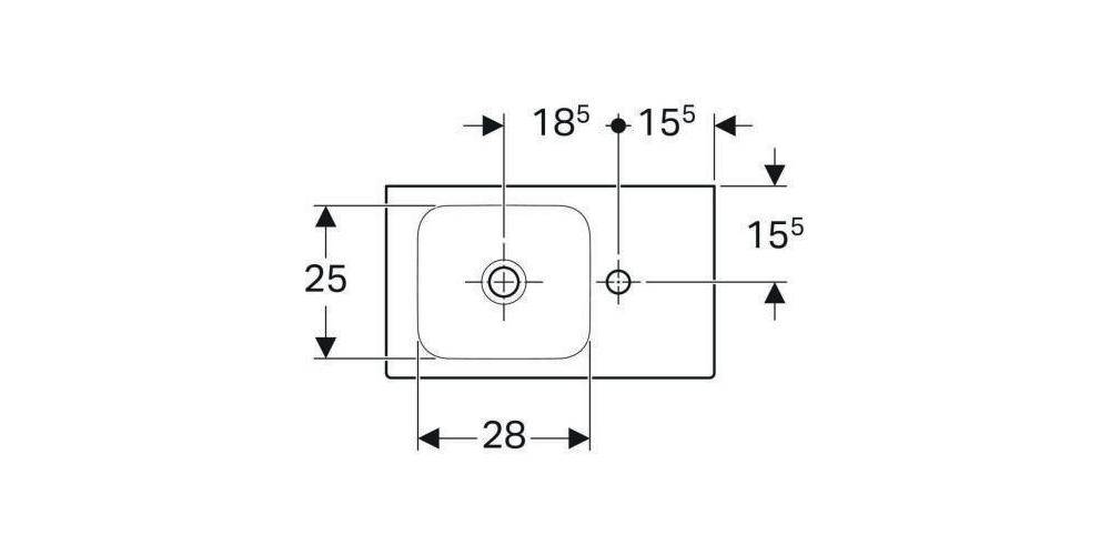 Geberit Handwaschbecken iCon 530x310mm o ÜL m HL we Abl. rechts
