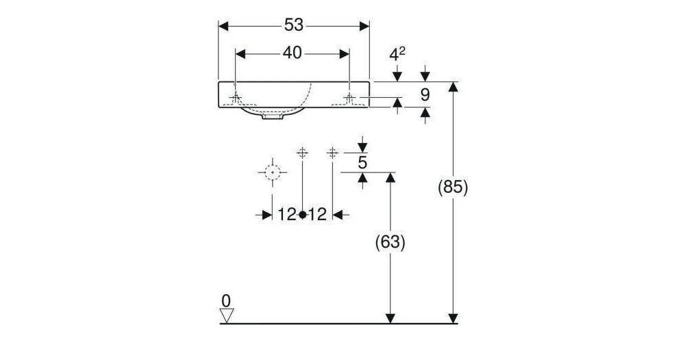 Geberit Handwaschbecken iCon 530x310mm o ÜL m HL we Abl. rechts
