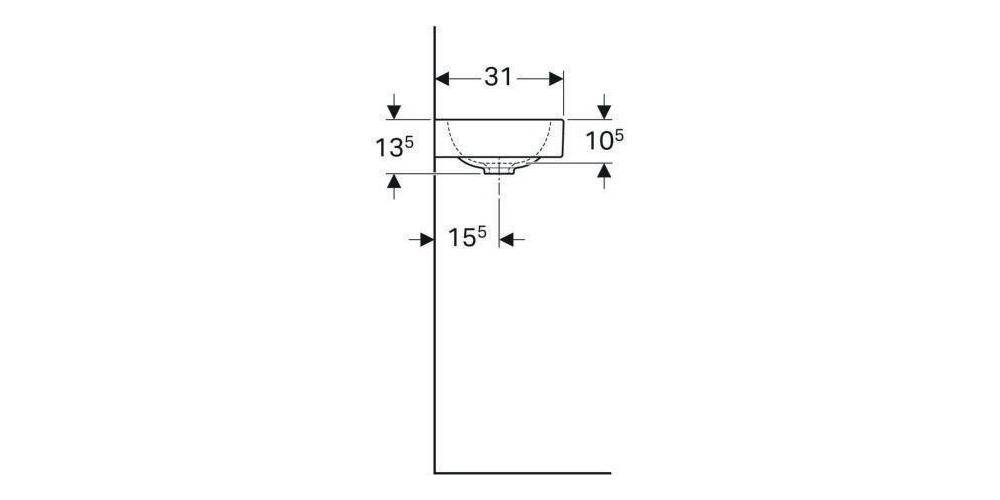 Geberit Handwaschbecken iCon 530x310mm o ÜL m HL we Abl. rechts