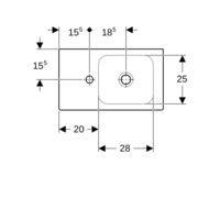 GE iCon HWB mit Ablagefläche, 530x310mm Hahnloch links, o. Ül., weiß