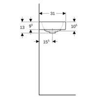 GE iCon HWB mit Ablagefläche, 530x310mm Hahnloch links, o. Ül., weiß