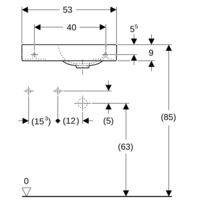 GE iCon HWB mit Ablagefläche, 530x310mm Hahnloch links, o. Ül., weiß