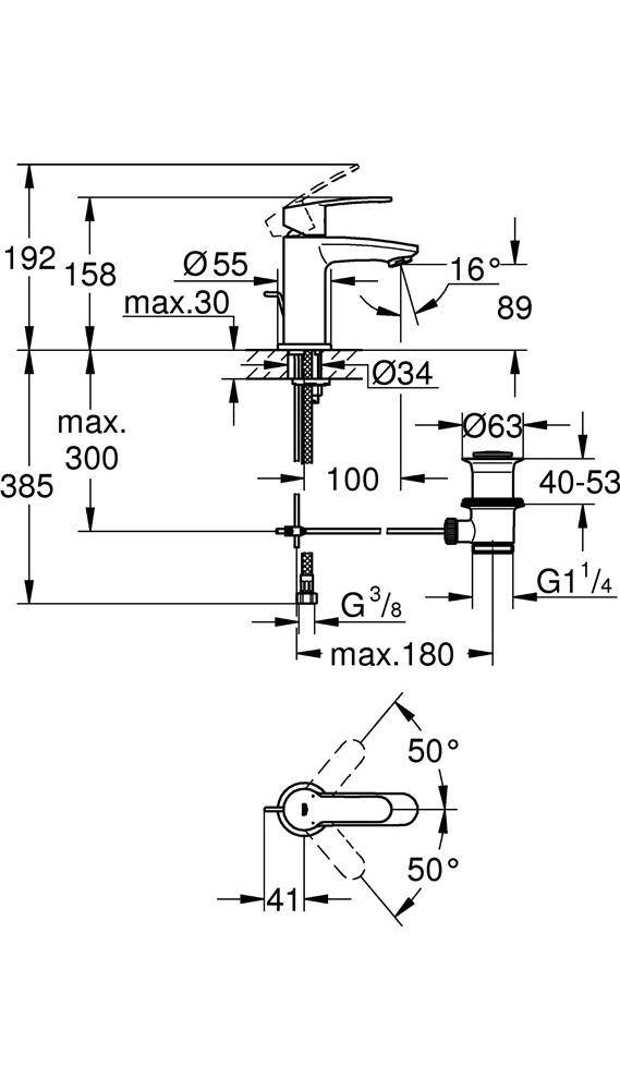 GROHE Einhand-Waschtischbatterie EUROSTYLE COSMOPOLITAN 1/2Zoll