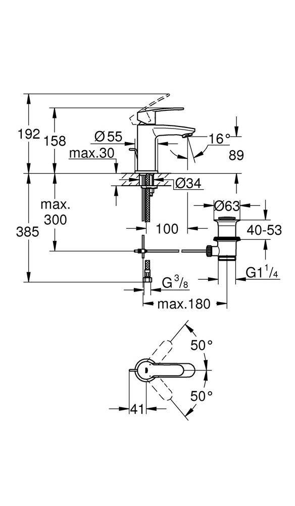 GROHE Einhand-Waschtischbatterie EUROSTYLE COSMOPOLITAN 1/2Zoll