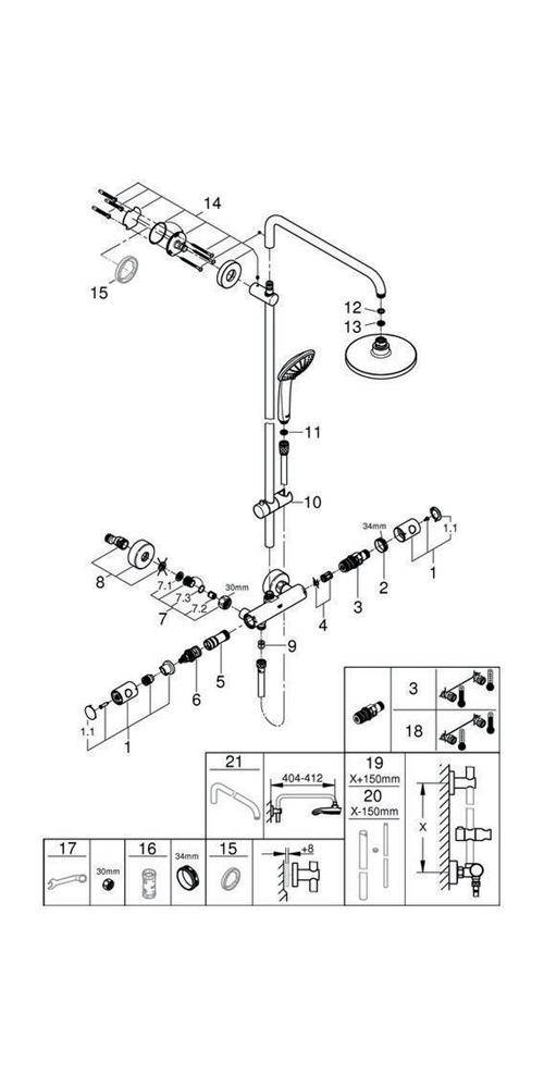 GROHE Duschsystem EUPHORIA 180 m Th f d Wd-mon Duscharm 45cm chr