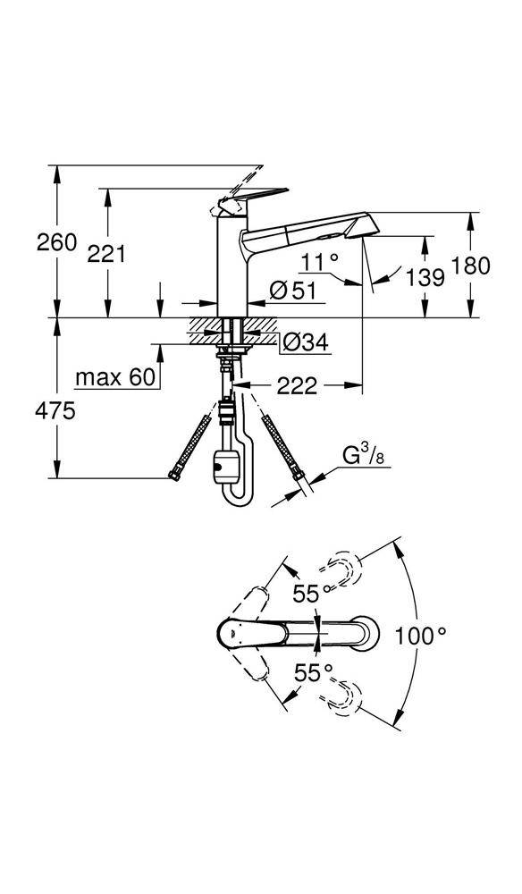 GROHE Einhand-Spültischbatterie EURODISC COSMOPOLITAN 1/2Zoll mi-ho