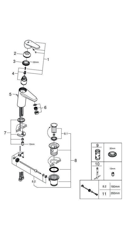 GROHE Einhand-Waschtischbatterie EURODISC COSMOPOLITAN 1/2Zoll S-Size