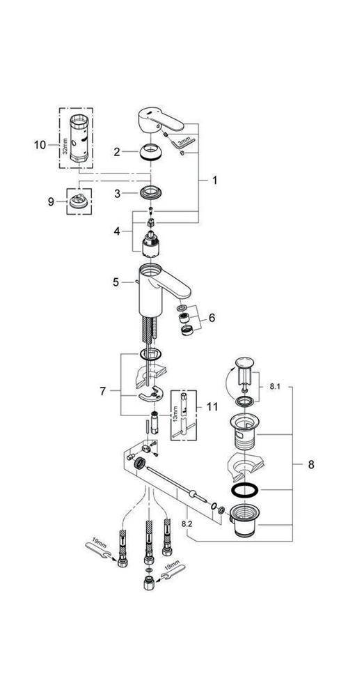 GROHE Einhand-Waschtischbatterie EUROSTYLE COSMOPOLITAN 1/Zoll S-Size