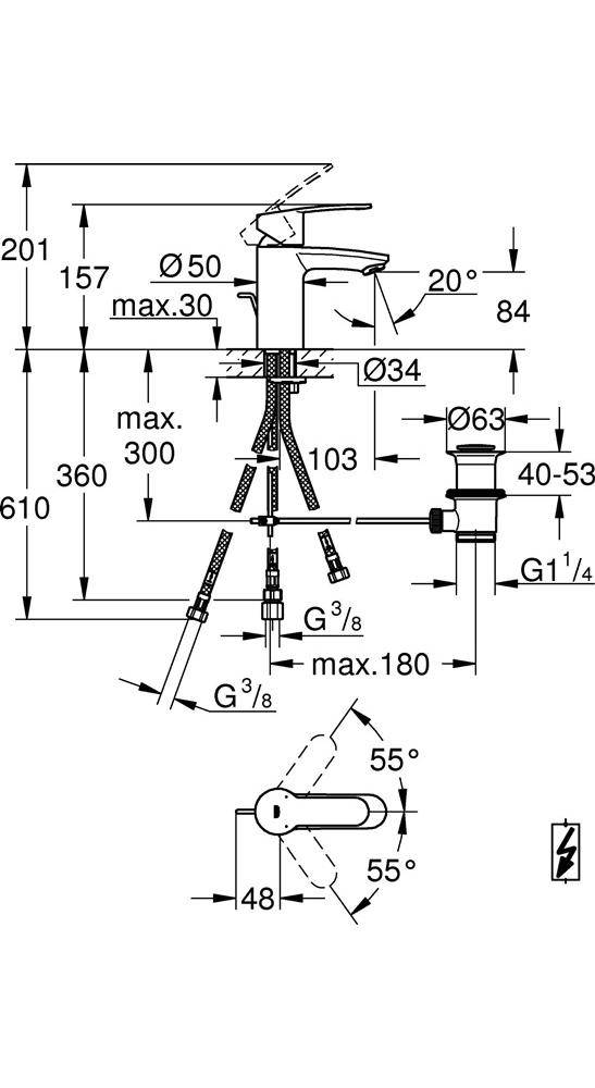 GROHE Einhand-Waschtischbatterie EUROSTYLE COSMOPOLITAN 1/Zoll S-Size