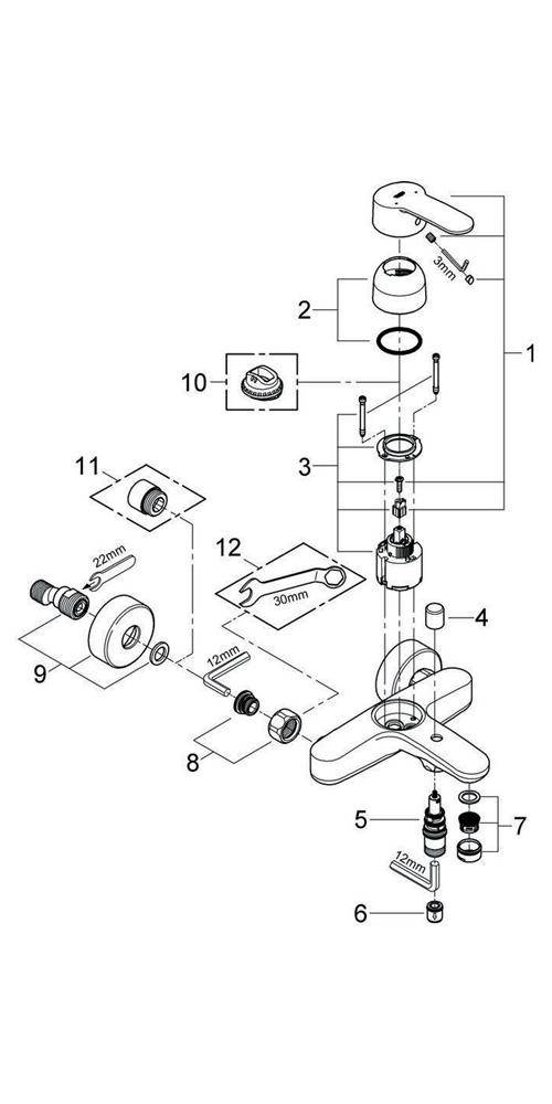 GROHE Einhand-Wannenbatterie EUROSTYLE COSMOPOLITAN 1/2Zoll chr chrom