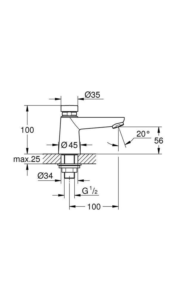 GROHE Selbstschl-Standventil EUROECO CT 1/2Zoll chr