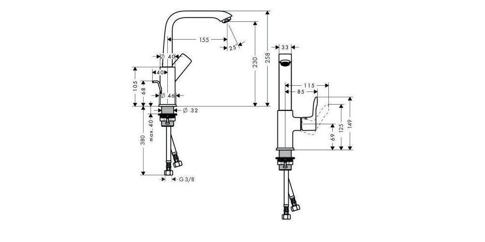 hansgrohe HG Einhebel-Waschtischmischer 230 METRIS DN 15 m Schw-ausl