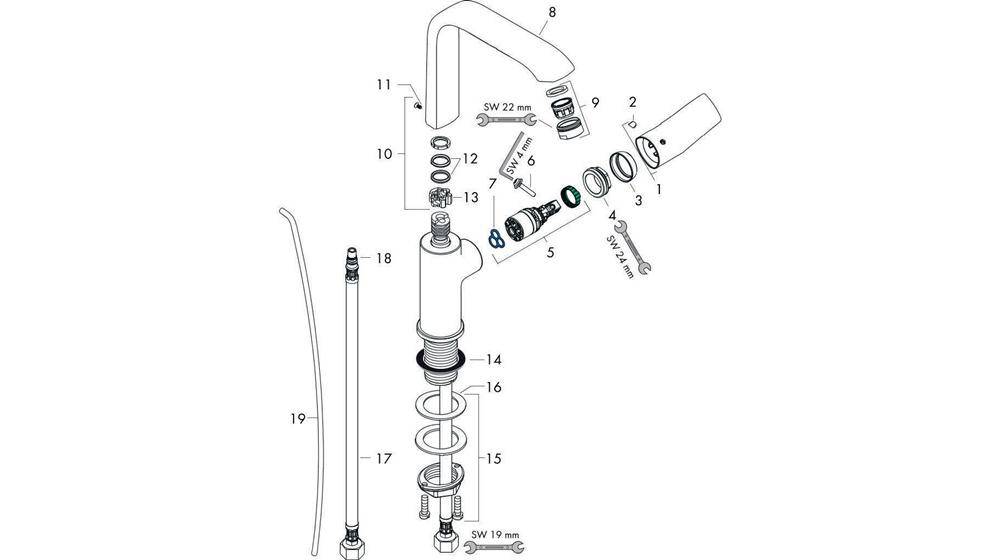 hansgrohe HG Einhebel-Waschtischmischer 230 METRIS DN 15 m Schw-ausl