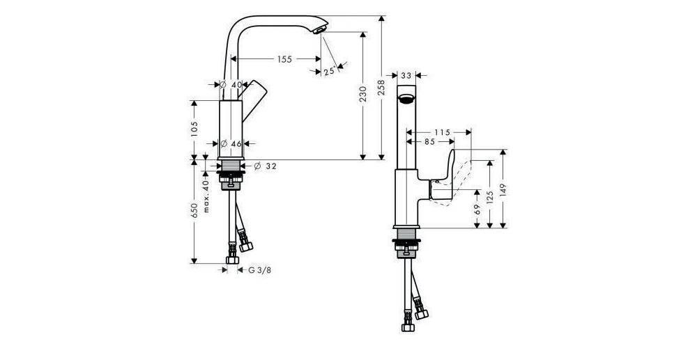 hansgrohe HG Einhebel-Waschtischmischer 230 METRIS DN 15 mit