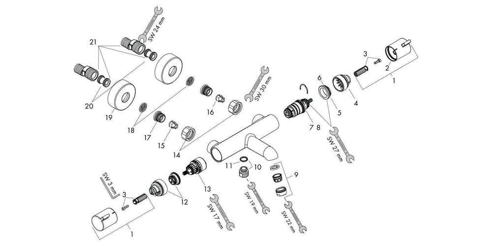 hansgrohe HG Wannenthermostat ECOSTAT COMFORT Aufputz chrom
