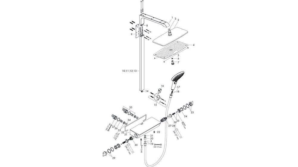 hansgrohe Showerpipe RAINDANCE E 360 1jet DN 15 chrom
