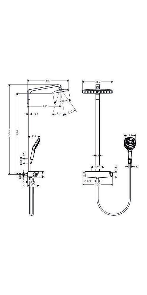 hansgrohe Showerpipe RAINDANCE E 360 1jet DN 15 chrom