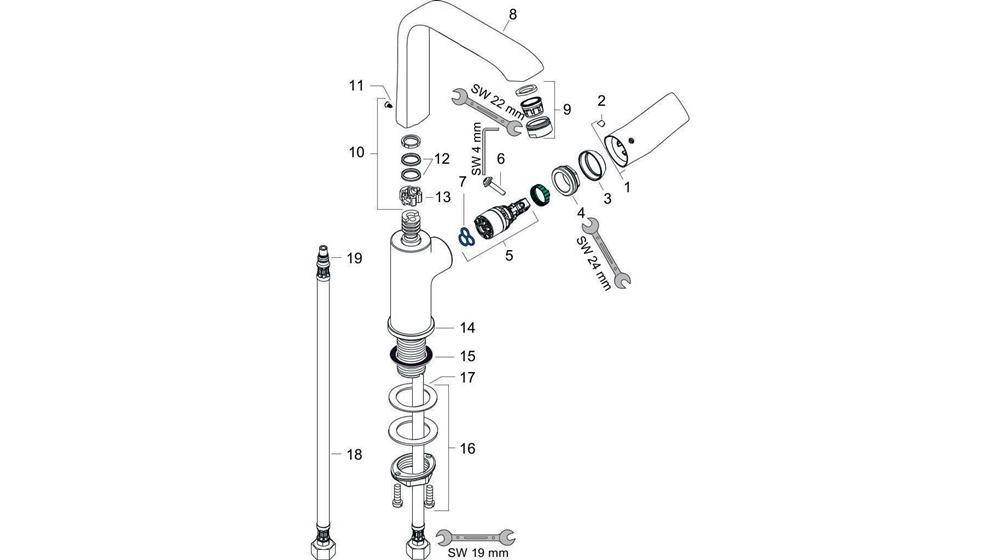 hansgrohe HG Einhebel-Waschtischmischer 230 METRIS DN 15 m Schw-ausl