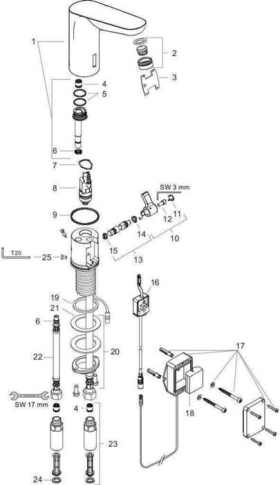 hansgrohe HG Elektronik-Waschtischmischer FOCUS DN 15 m Temp.reg.