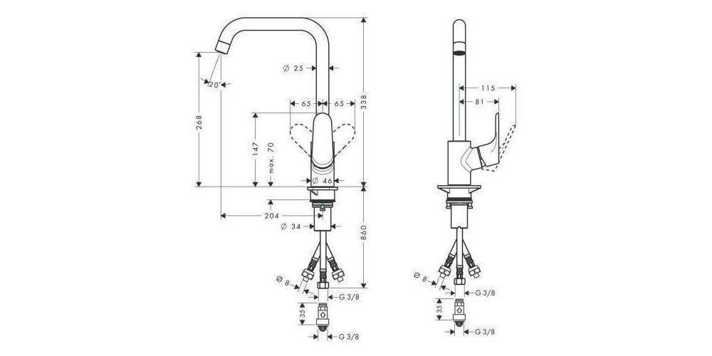 hansgrohe Einhebel-Spültischmischer 260 FOCUS DN 15 f offene